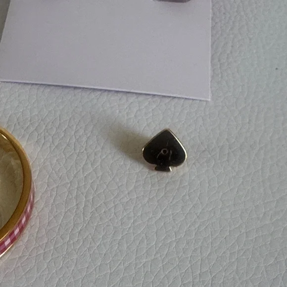 Kate Spade Gold and Pink Checkered Hoop Earrings - Picture 7 of 12